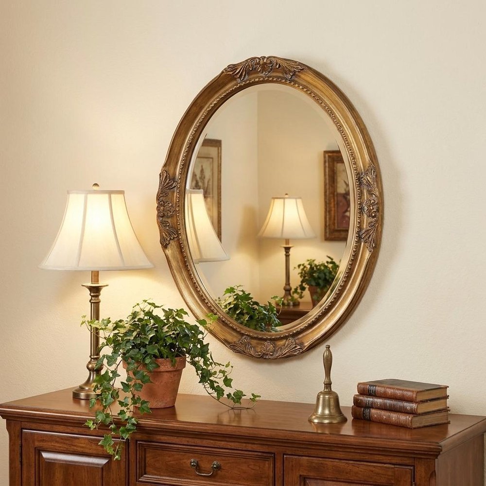 33" Gold Oval Framed Accent Mirror HomeRoots