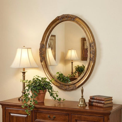 33" Gold Oval Framed Accent Mirror HomeRoots