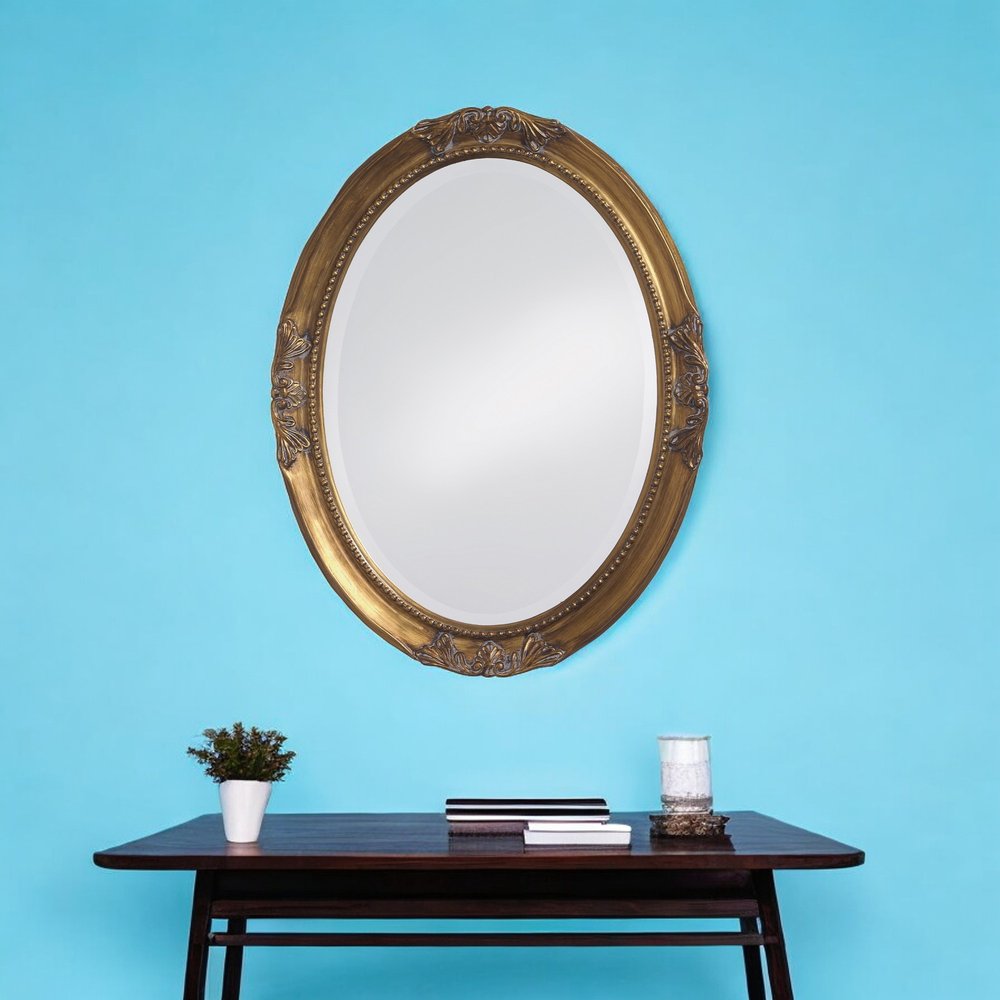 33" Gold Oval Framed Accent Mirror HomeRoots