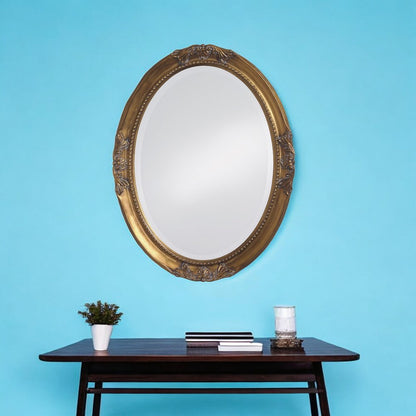 33" Gold Oval Framed Accent Mirror HomeRoots