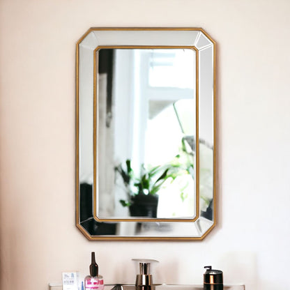 Recatngle Gold Leaf Mirror With Angled Corners Frame HomeRoots