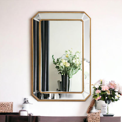 Recatngle Gold Leaf Mirror With Angled Corners Frame HomeRoots