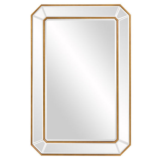 Recatngle Gold Leaf Mirror With Angled Corners Frame HomeRoots