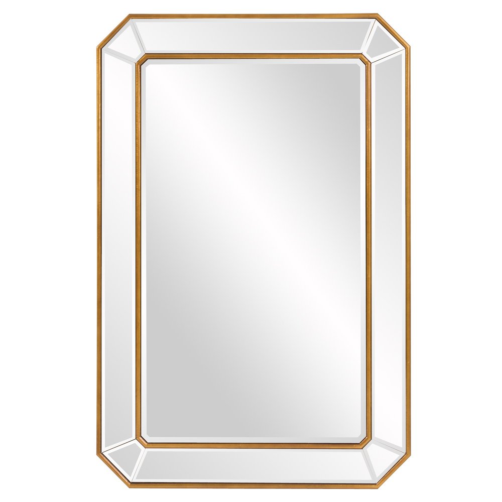 Recatngle Gold Leaf Mirror With Angled Corners Frame — view 1