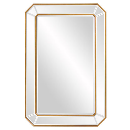 Recatngle Gold Leaf Mirror With Angled Corners Frame HomeRoots