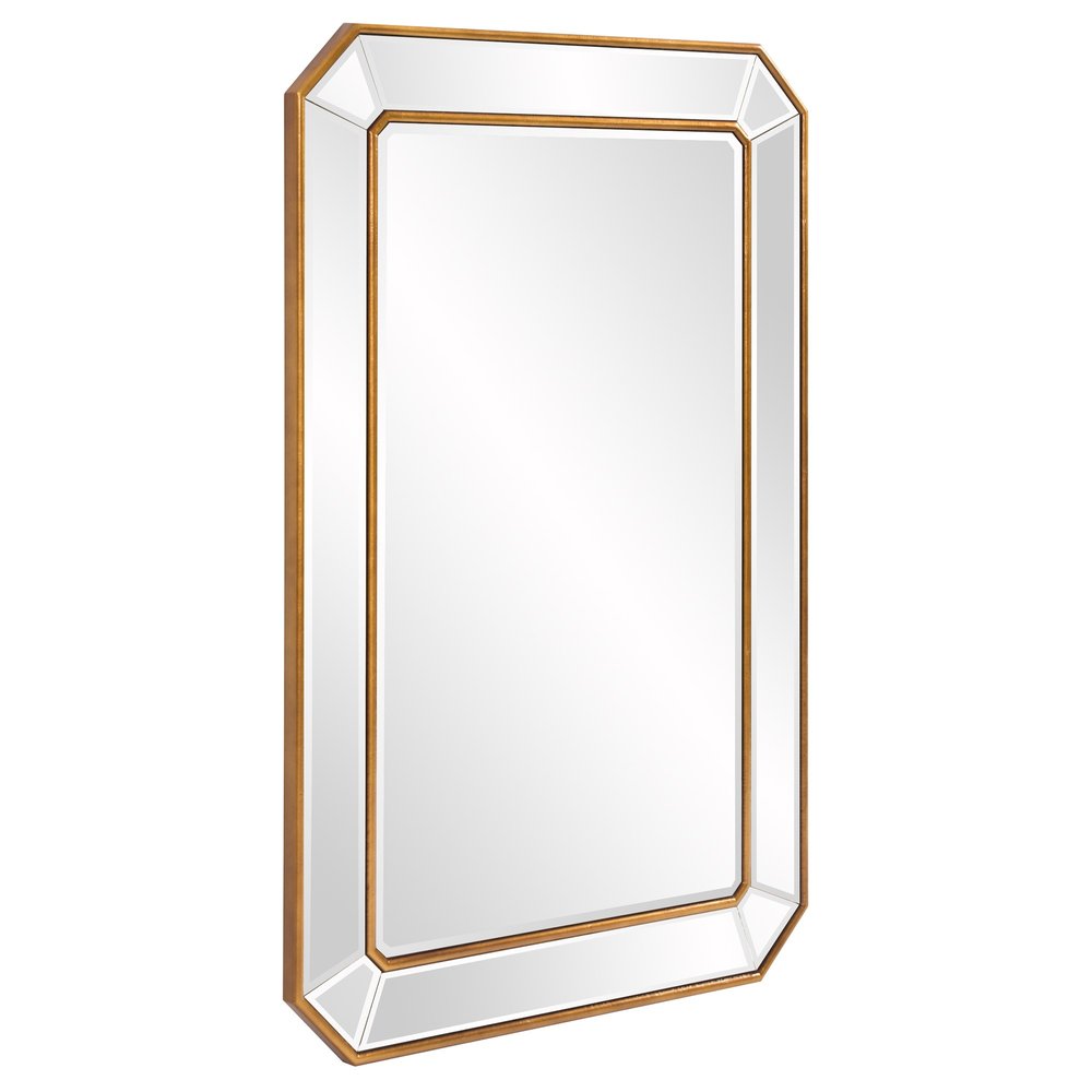 Recatngle Gold Leaf Mirror With Angled Corners Frame HomeRoots