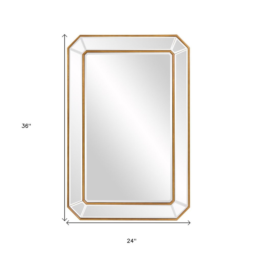 Recatngle Gold Leaf Mirror With Angled Corners Frame — view 6