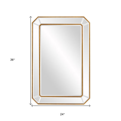 Recatngle Gold Leaf Mirror With Angled Corners Frame HomeRoots