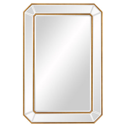 Recatngle Gold Leaf Mirror With Angled Corners Frame HomeRoots