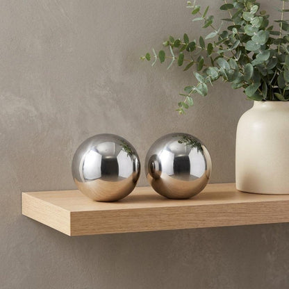 3" Silver Metal Decorative Orb HomeRoots