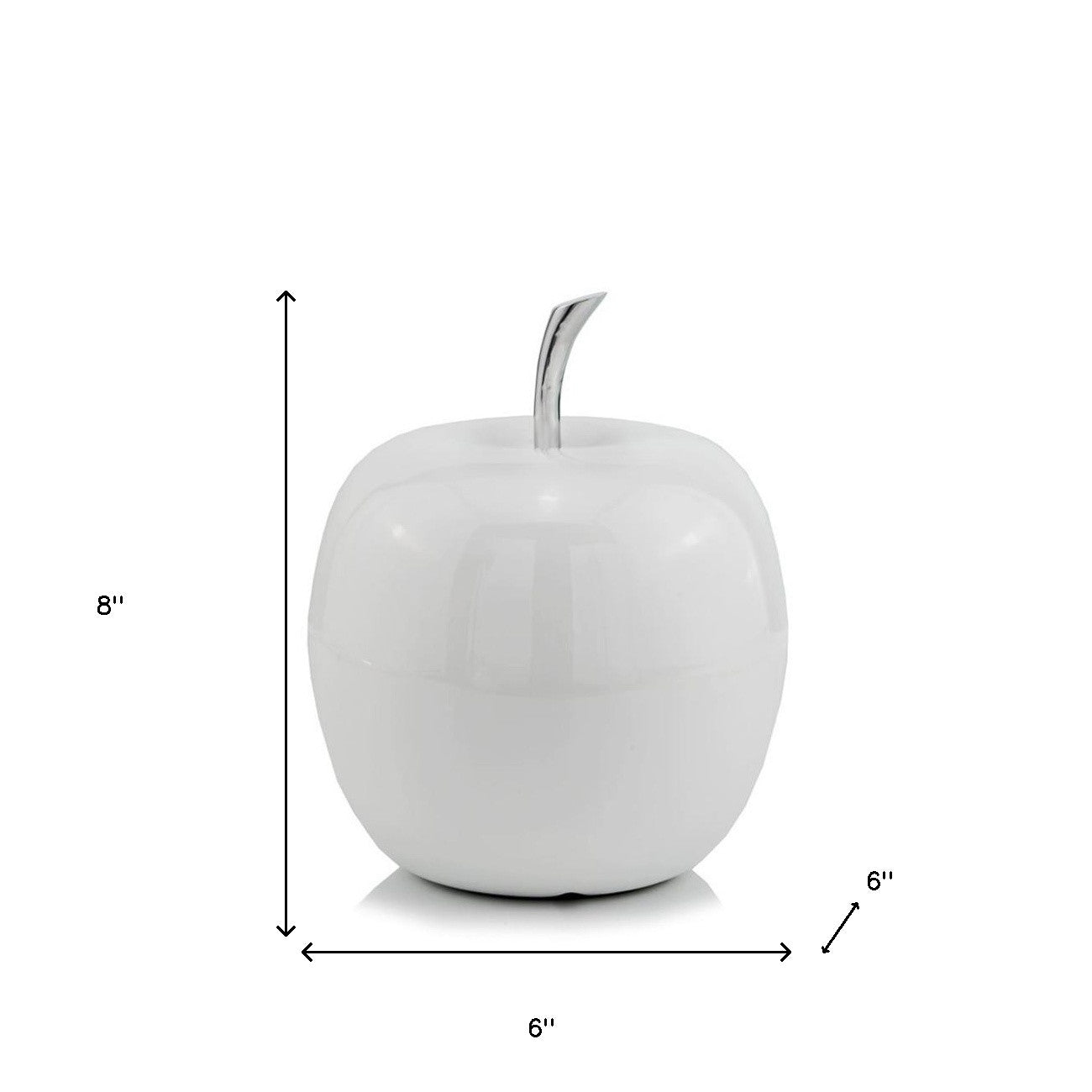 8" White Aluminum Decorative Apple Tabletop Sculpture