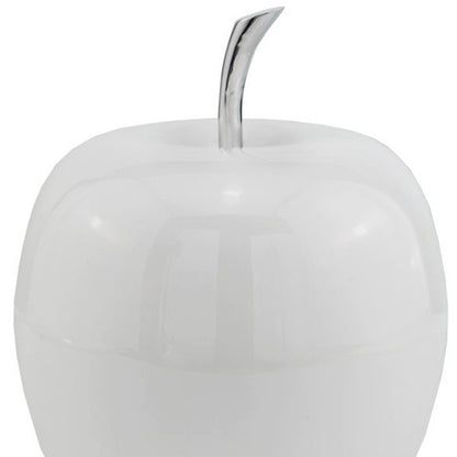 8" White Aluminum Decorative Apple Tabletop Sculpture