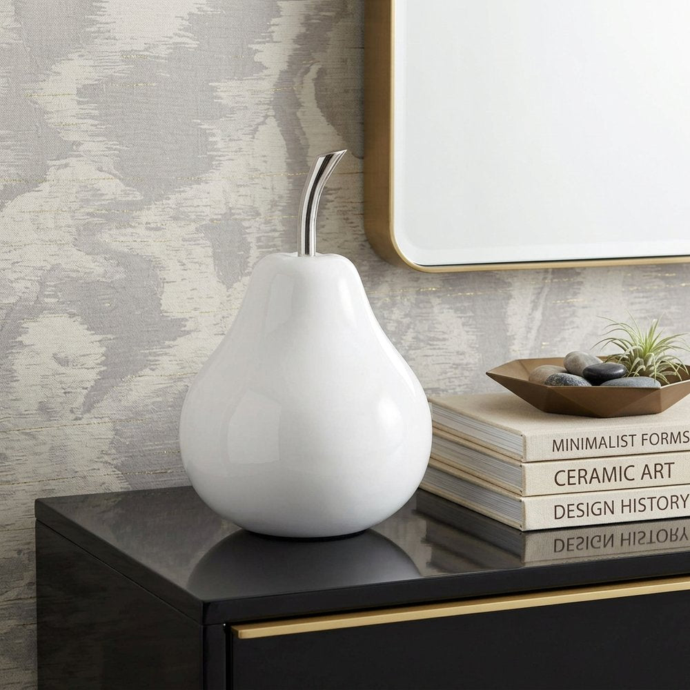 White Medium  Pear Shaped Aluminum Accent Home Decor HomeRoots