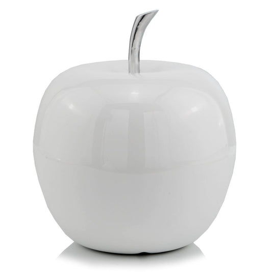 13" White Aluminum Decorative Apple Tabletop Sculpture