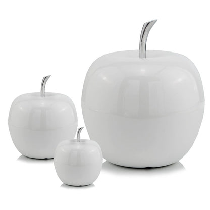 13" White Aluminum Decorative Apple Tabletop Sculpture