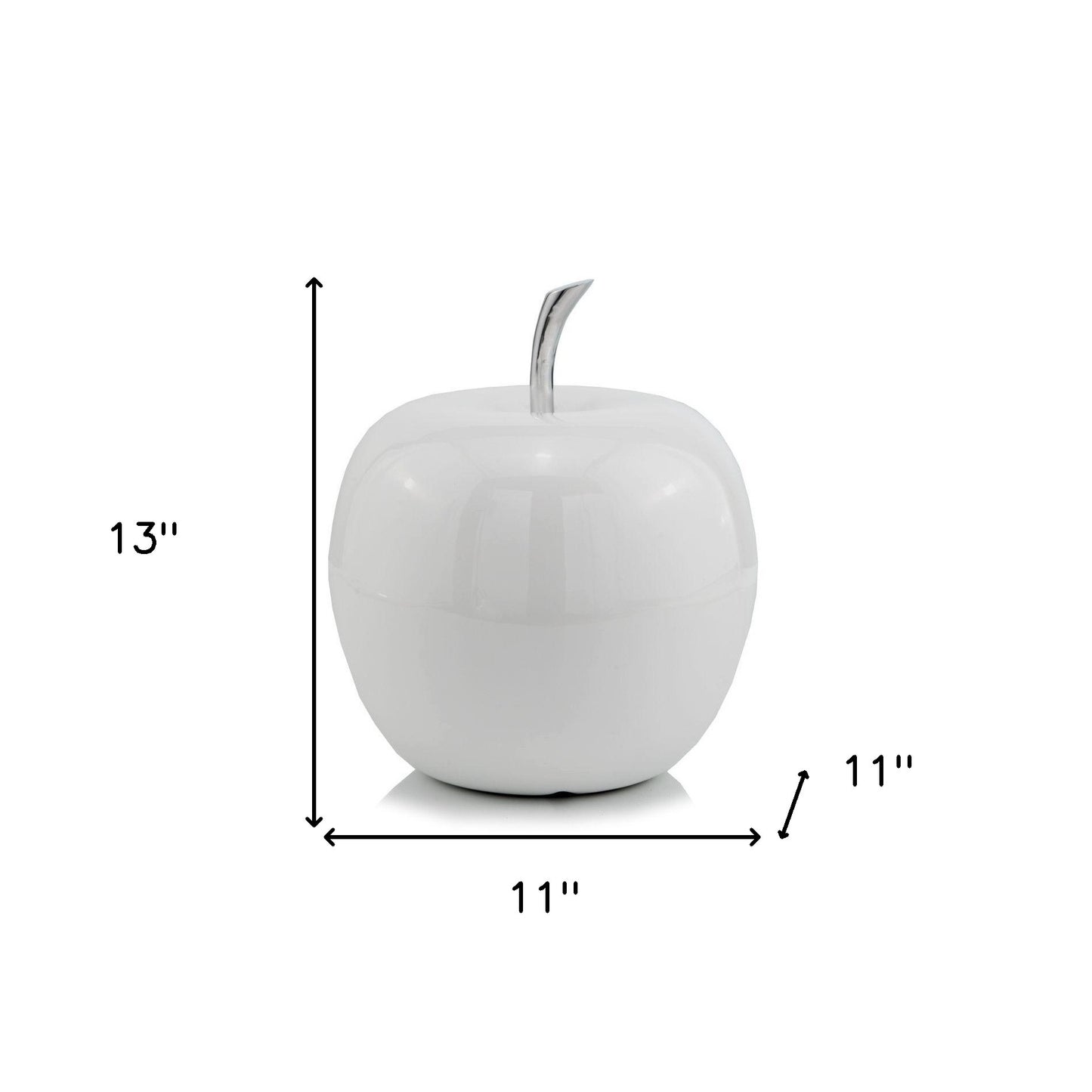 13" White Aluminum Decorative Apple Tabletop Sculpture