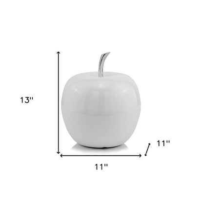13" White Aluminum Decorative Apple Tabletop Sculpture HomeRoots