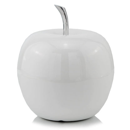 13" White Aluminum Decorative Apple Tabletop Sculpture