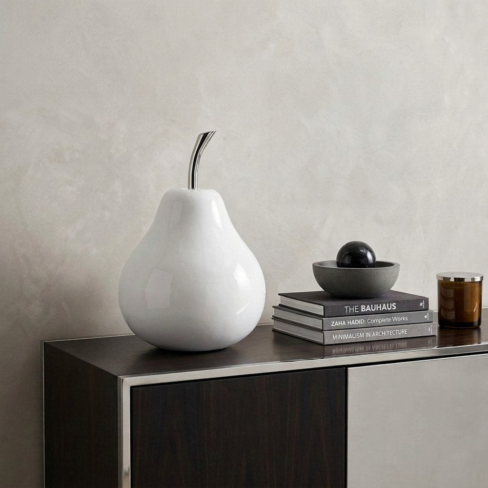 White Medium  Pear Shaped Aluminum Accent Home Decor HomeRoots