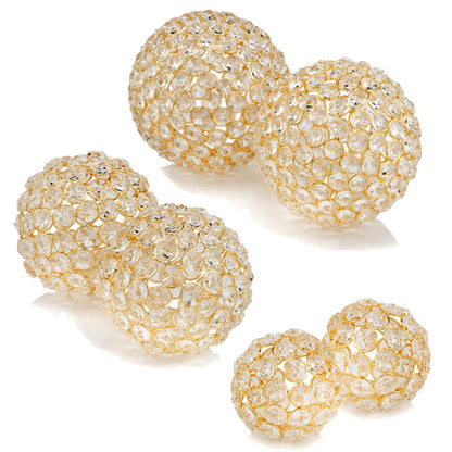 Set Of 2  3" Polished Spheres In Brilliant Shiny Luster Finished And Golden Frame