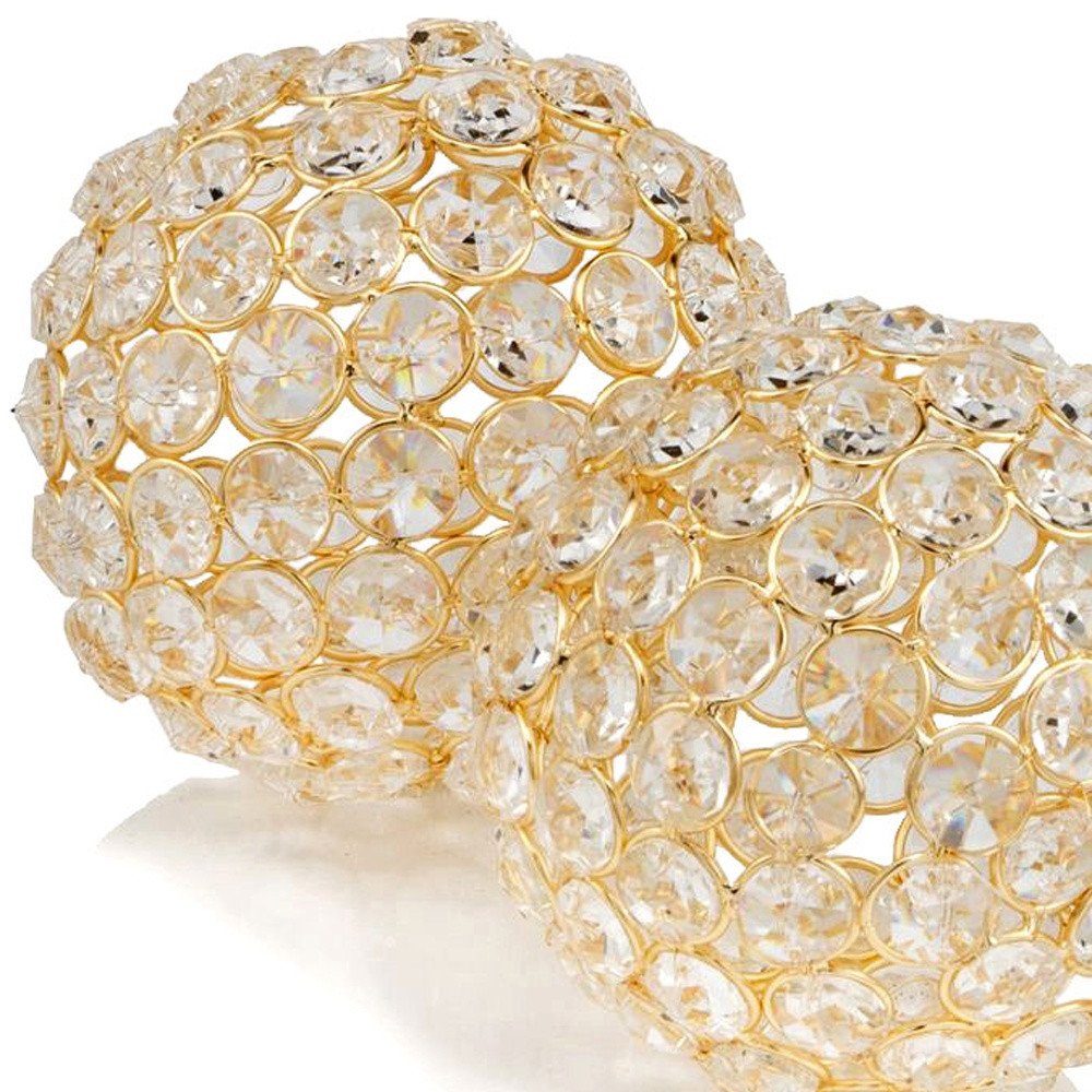 Set Of 2  4" Polished Spheres In Brilliant Shiny Luster Finished And Golden Frame HomeRoots