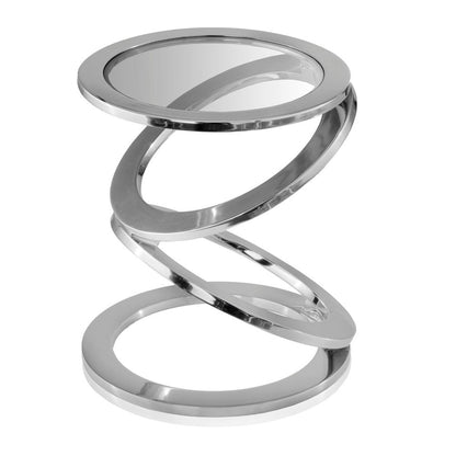 17" Silver And Clear Glass and Aluminum Round Abstract End Table HomeRoots