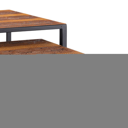 Set of Two Brown and Black Metal And Faux Snake Leather Nesting End Tables HomeRoots