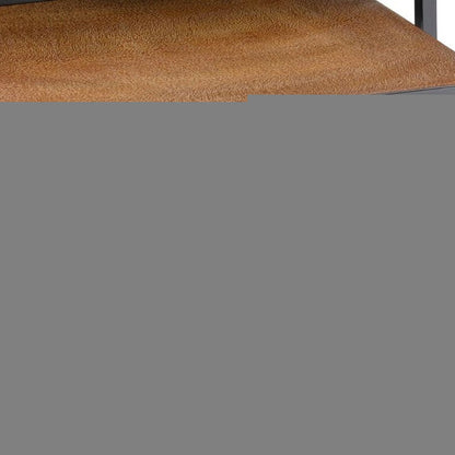 Set of Two Brown and Black Metal And Faux Snake Leather Nesting End Tables HomeRoots