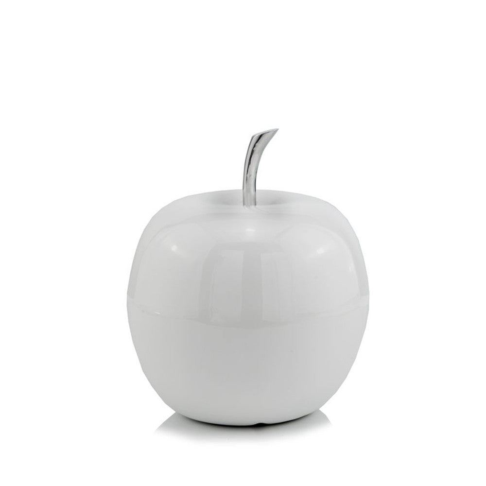 13" White Aluminum Decorative Apple Tabletop Sculpture HomeRoots