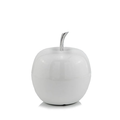 13" White Aluminum Decorative Apple Tabletop Sculpture HomeRoots