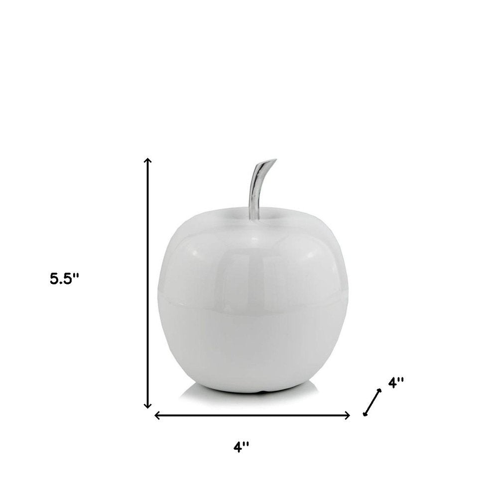 13" White Aluminum Decorative Apple Tabletop Sculpture HomeRoots