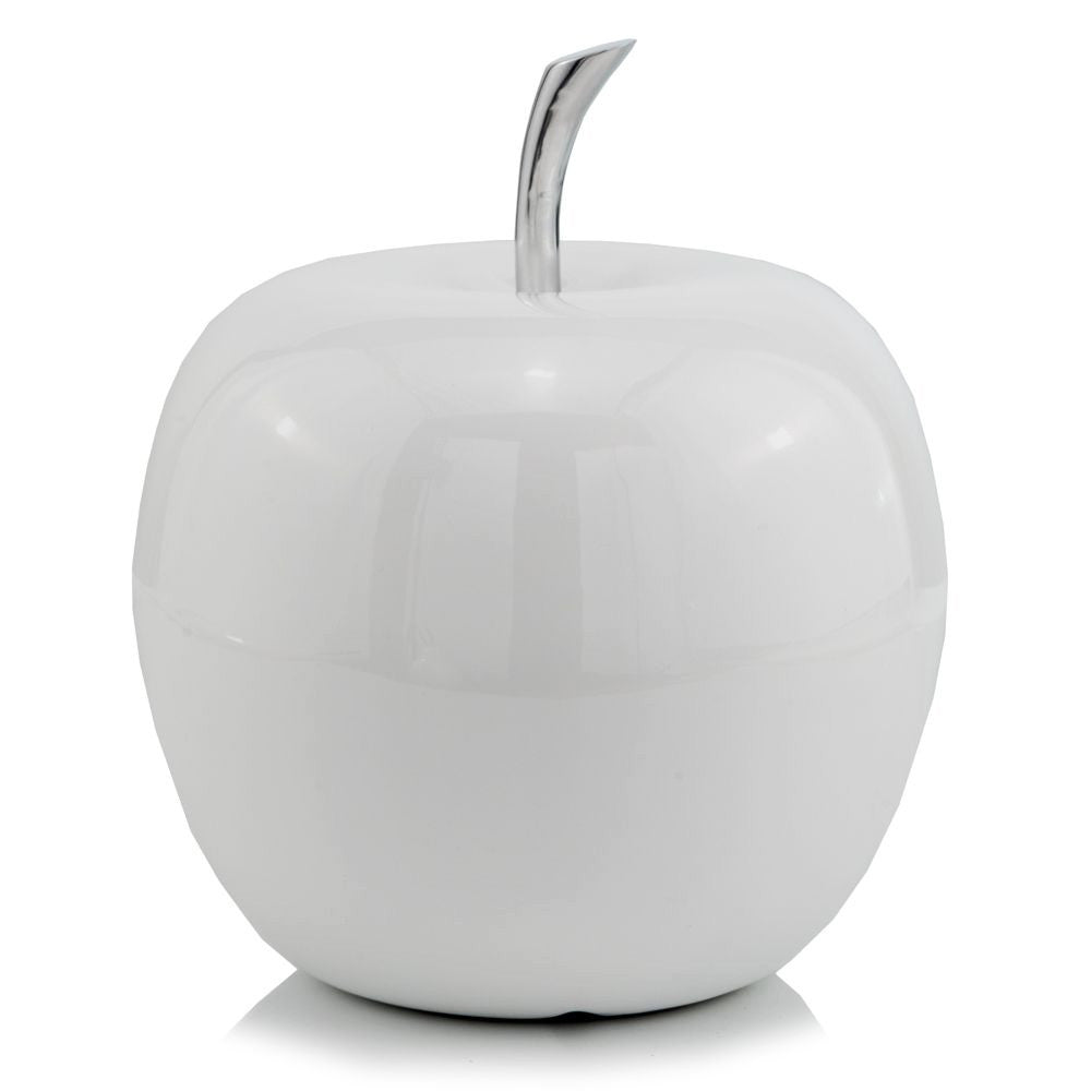 13" White Aluminum Decorative Apple Tabletop Sculpture HomeRoots