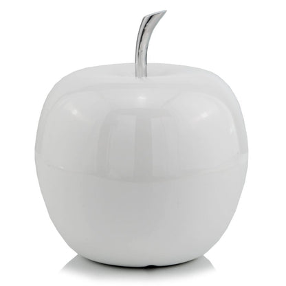 13" White Aluminum Decorative Apple Tabletop Sculpture HomeRoots