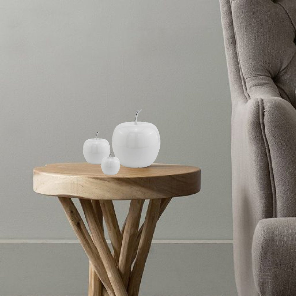 13" White Aluminum Decorative Apple Tabletop Sculpture HomeRoots