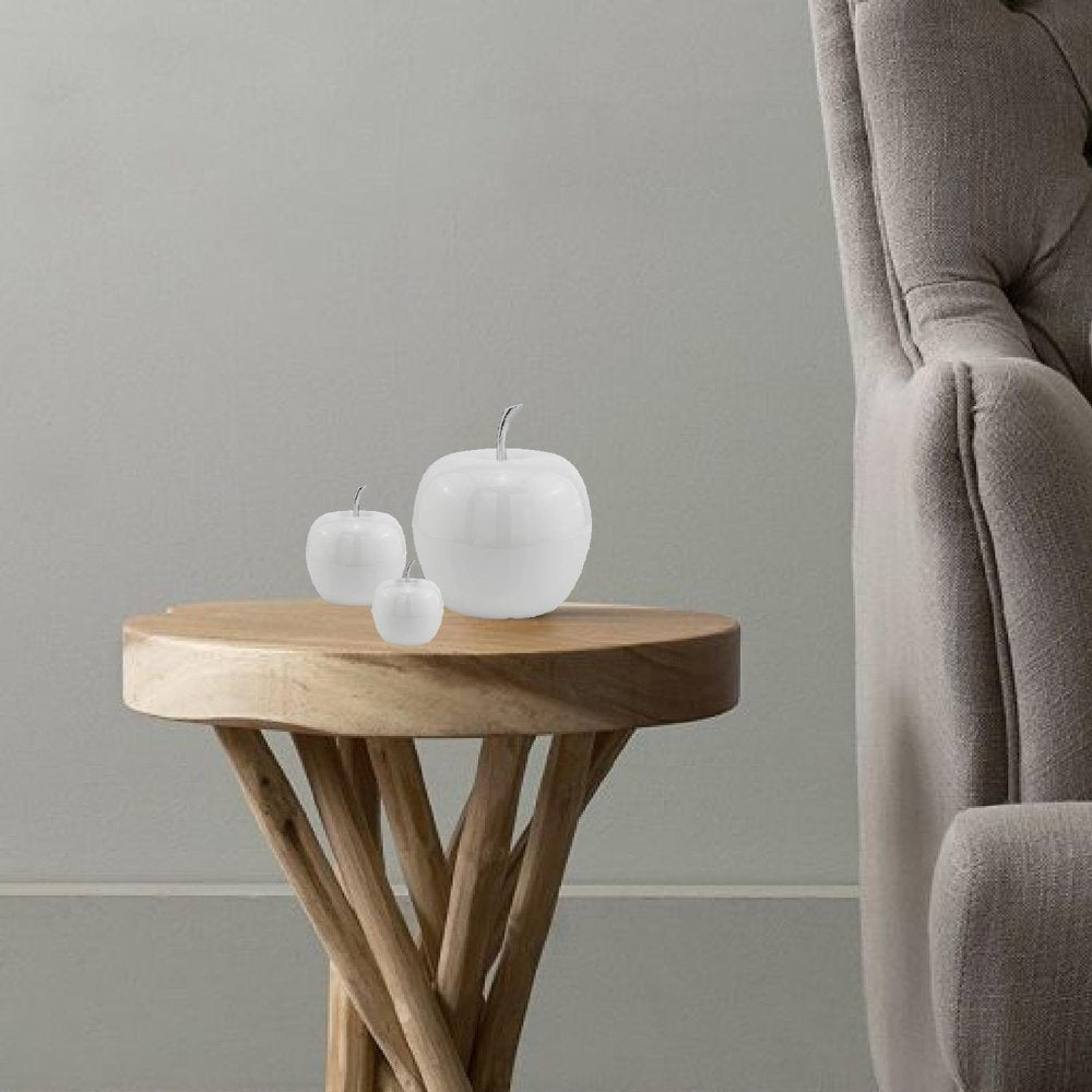 13" White Aluminum Decorative Apple Tabletop Sculpture HomeRoots