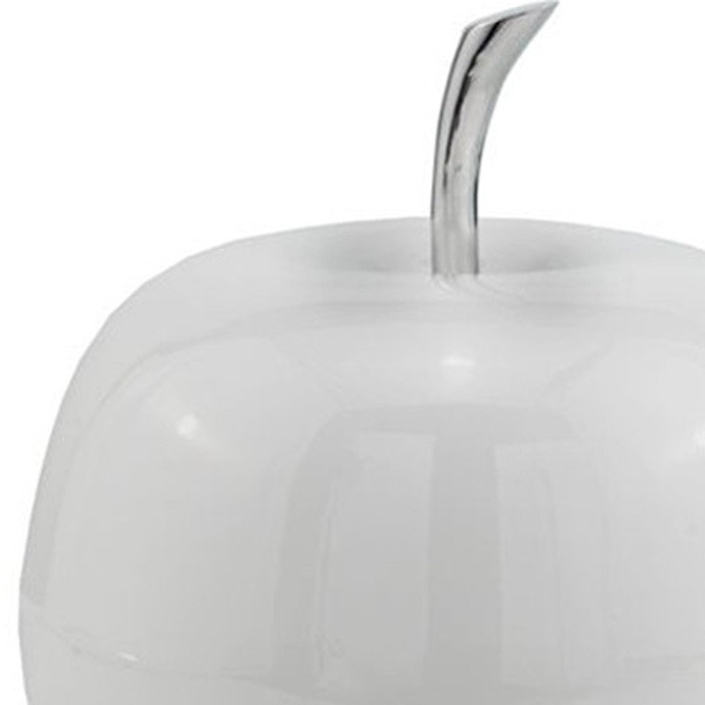 13" White Aluminum Decorative Apple Tabletop Sculpture HomeRoots