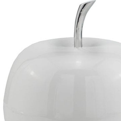 13" White Aluminum Decorative Apple Tabletop Sculpture HomeRoots