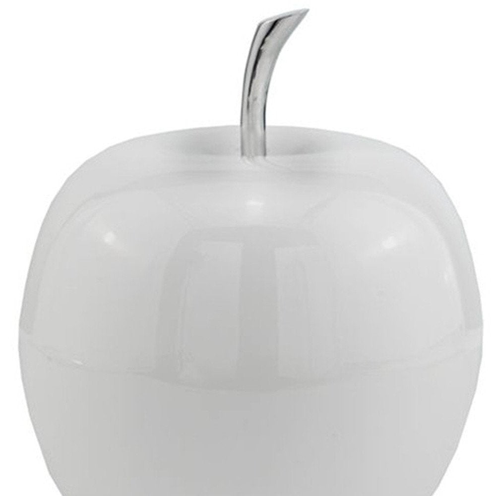 13" White Aluminum Decorative Apple Tabletop Sculpture HomeRoots