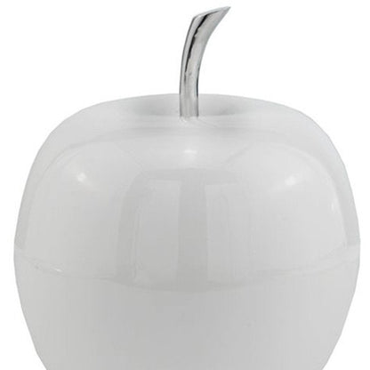 13" White Aluminum Decorative Apple Tabletop Sculpture HomeRoots