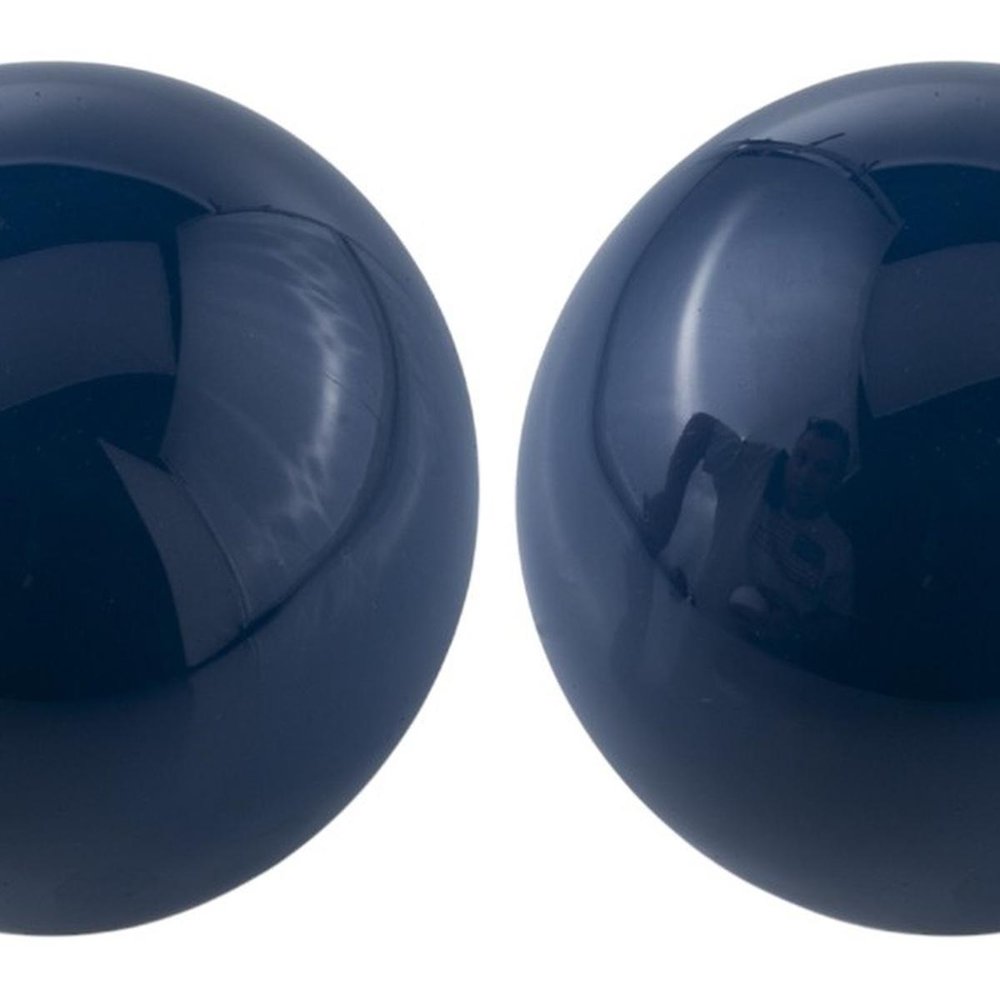 Set Of 2 Blue Aluminum Decorative Spheres 3' HomeRoots