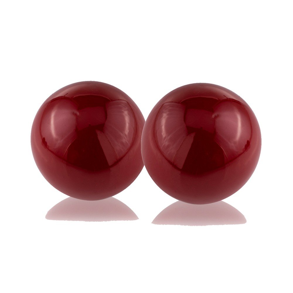 Set of Two 3" Red Aluminum Decorative Orbs HomeRoots