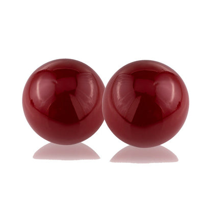 Set of Two 3" Red Aluminum Decorative Orbs HomeRoots