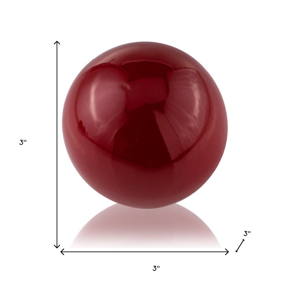 Set of Two 3" Red Aluminum Decorative Orbs HomeRoots