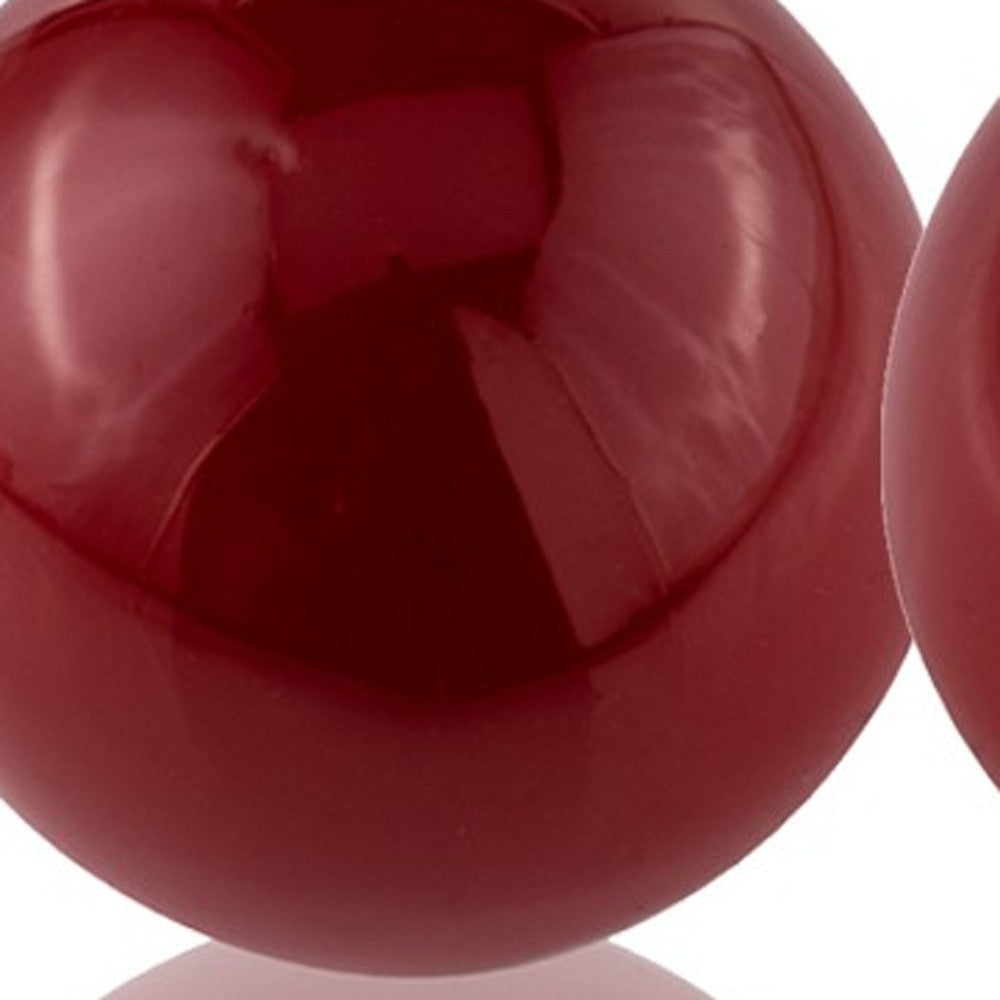 Set of Two 3" Red Aluminum Decorative Orbs