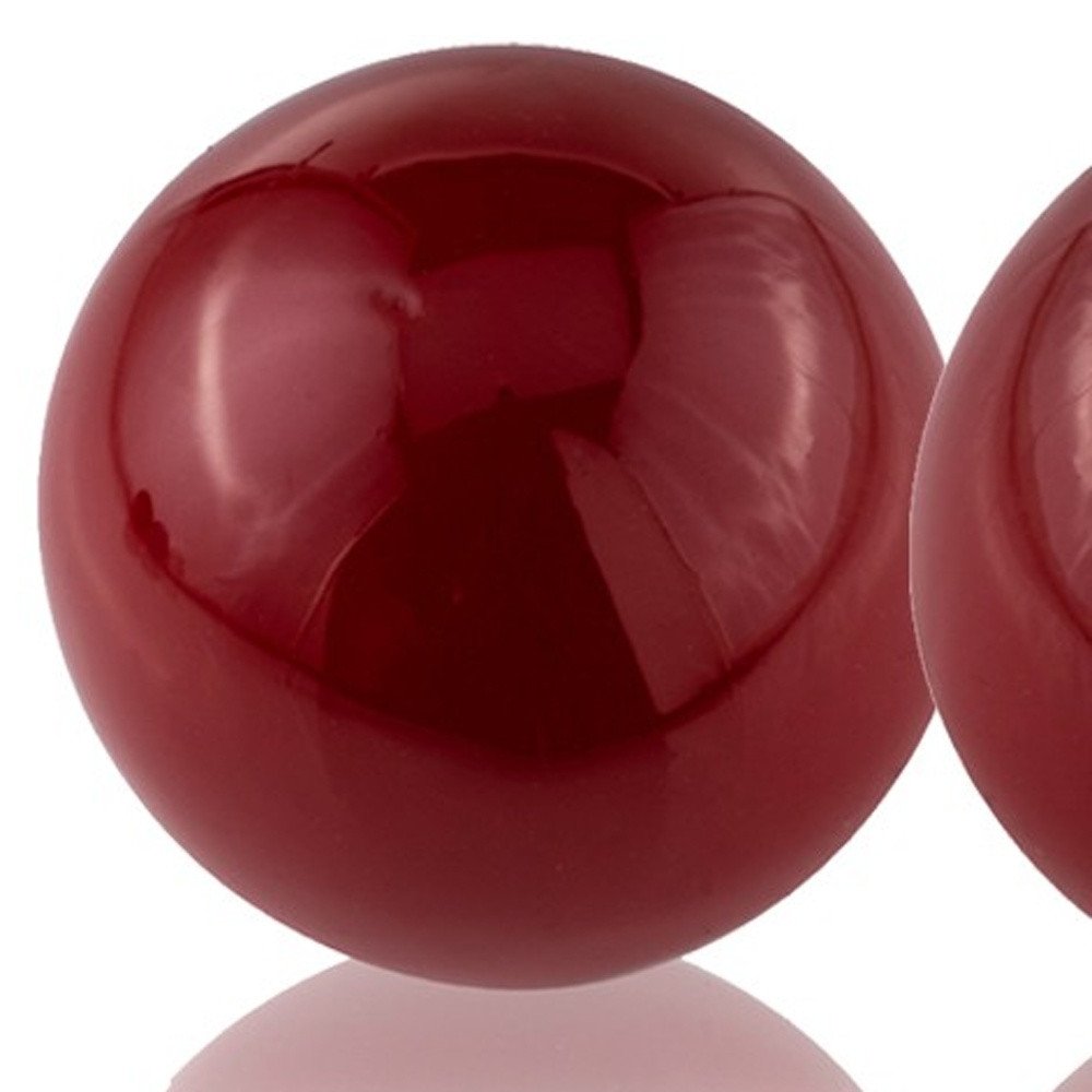 Set of Two 3" Red Aluminum Decorative Orbs HomeRoots