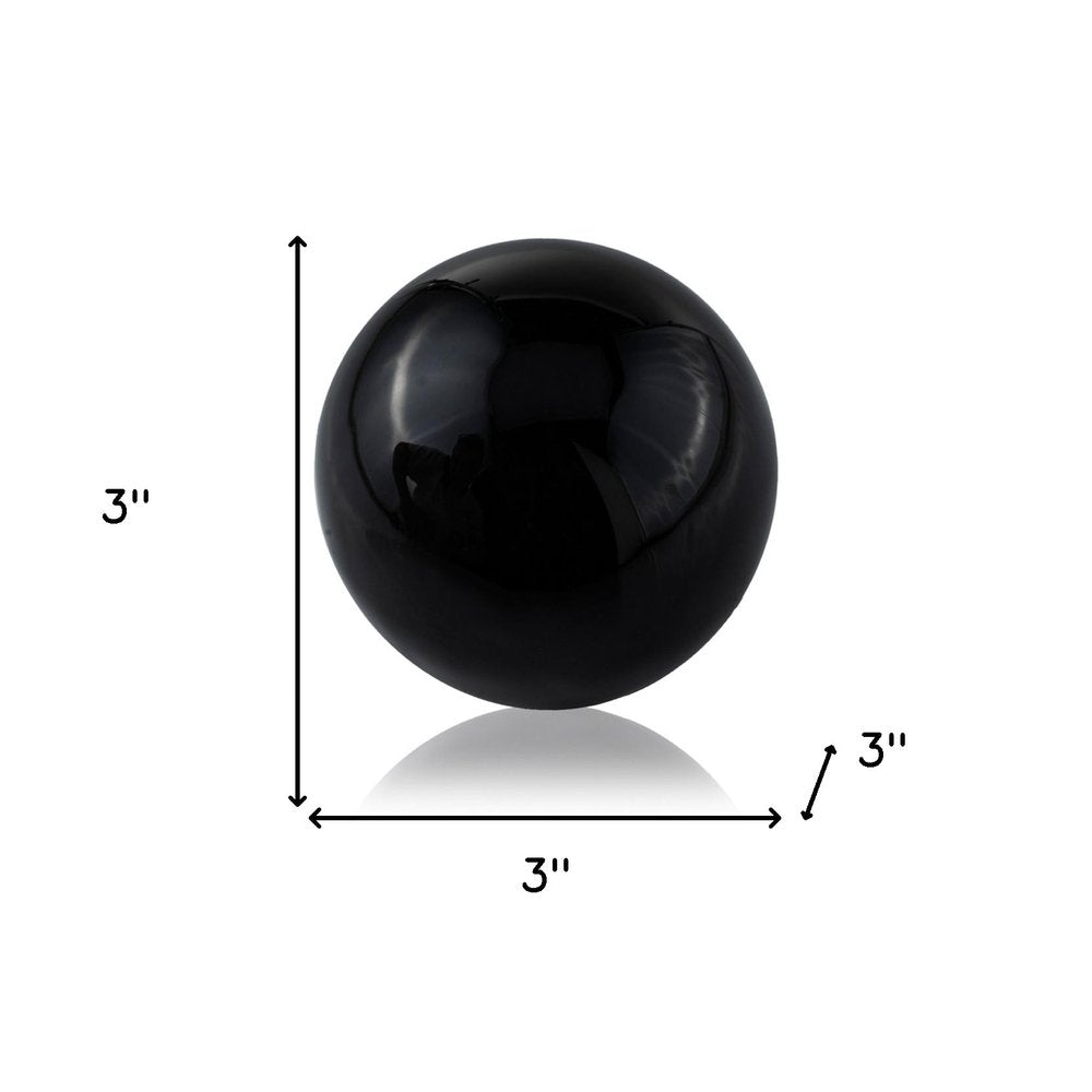 3" Black Enameled Aluminum Decorative Sphere HomeRoots