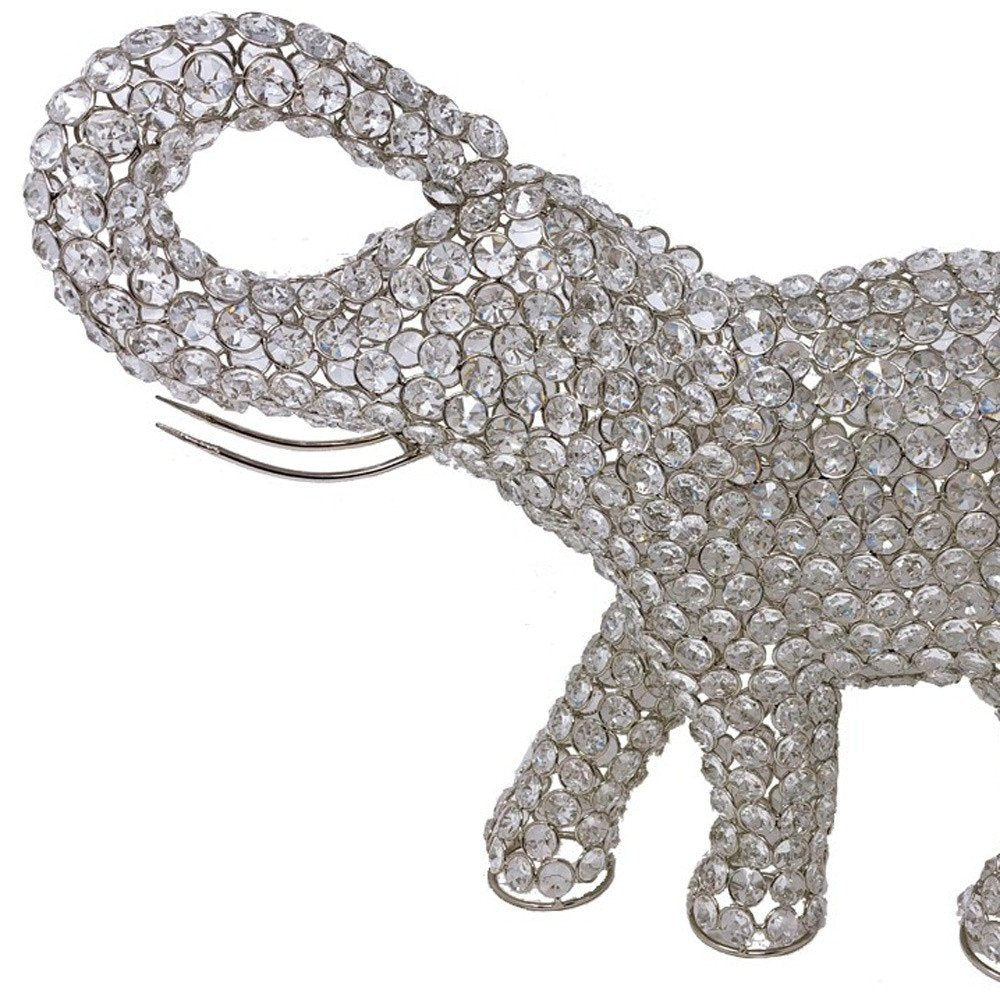 15" Silver Faux Crystal and Silver Tabletop Sculpture HomeRoots
