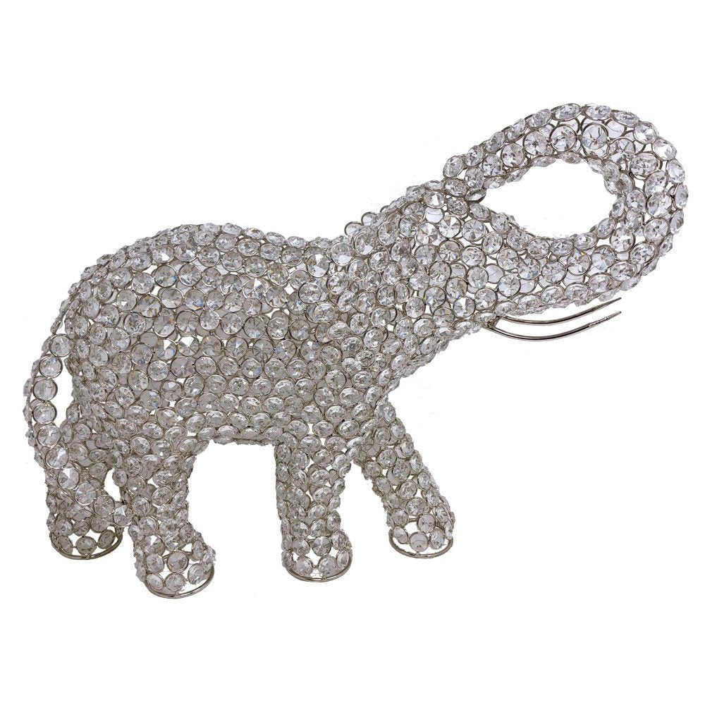 15" Silver Faux Crystal and Silver Tabletop Sculpture HomeRoots