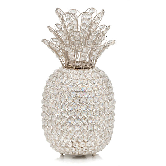 15" Silver Faux Crystal Decorative Pineapple