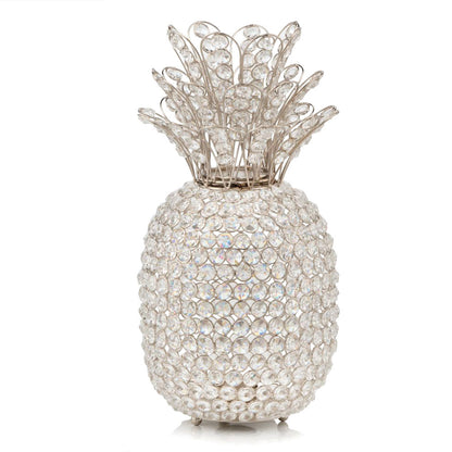 15" Silver Faux Crystal Decorative Pineapple